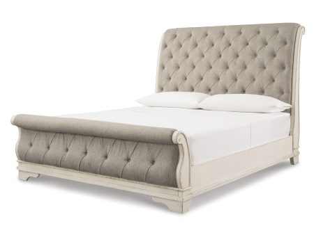 Signature Design by Ashley Realyn Queen Upholstered Sleigh Bed B743-77 B743-74 B743-98 Discount