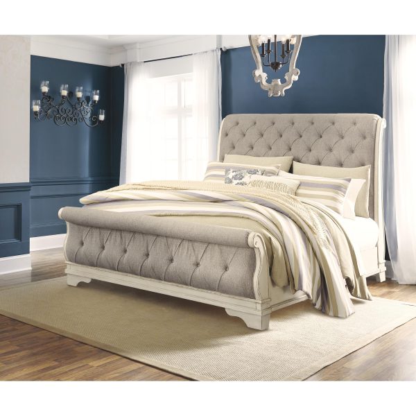 Signature Design by Ashley Realyn Queen Upholstered Sleigh Bed B743-77 B743-74 B743-98 Discount