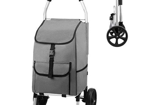 Mfavour - Carrito de la compra con ruedas, con bolsa desmontable y diseño plegable, capacidad máxima de 30 kg, 45 L, empujar y tirar gris Reacondicionado For Cheap