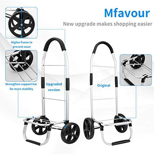 Mfavour - Carrito de la compra con ruedas, con bolsa desmontable y diseño plegable, capacidad máxima de 30 kg, 45 L, empujar y tirar gris Reacondicionado For Cheap